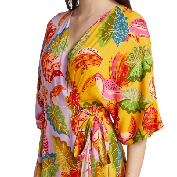 FARM Rio Mixed Beaks & Bananas Maxi Wrap Dress Size S NWT - Picture 13 of 13